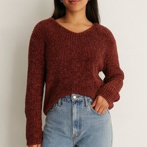 Relais Casual Sweater Women's MEDIUM Rust Red Long Sleeve Pullover Fall Fashion